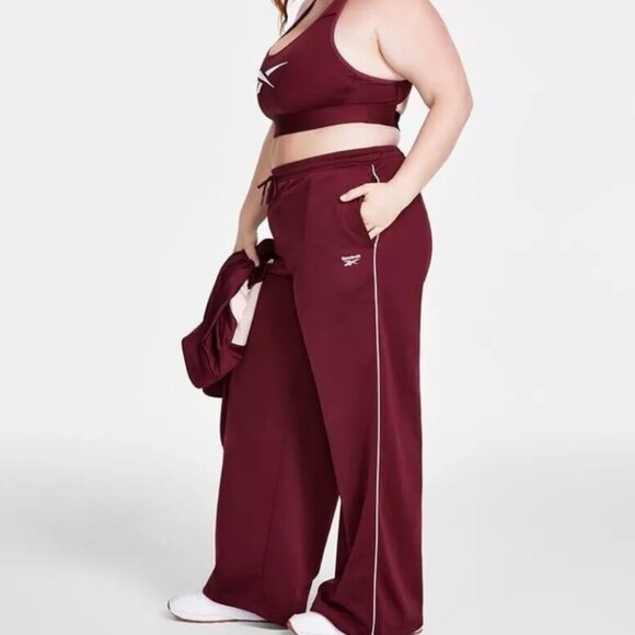 Reebok Pull On Drawstring Waist‎ Tricot Pants Classic Maroon Plus Size 1X - Picture 1 of 6